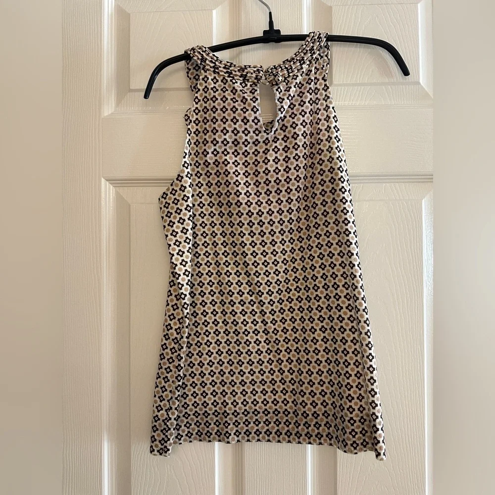 J.Crew 100% Cotton Lined Sleeveless Blouse – Size 2, Brown & Khaki Design